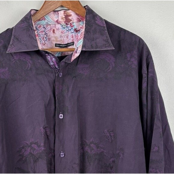 Visconti Uomo Mens 2XL Purple Mercerized Cotton Long Sleeve Button Shirt. WOW - Picture 1 of 13
